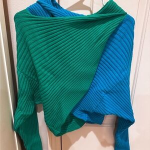 Vestique Green and Blue Ribbed Sweater